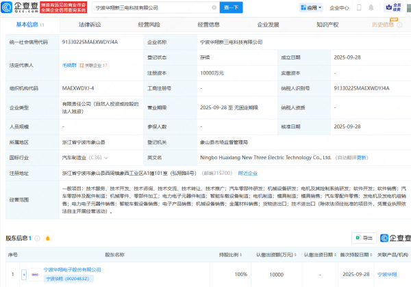 大智慧配资 宁波华翔新设科技公司，含智能车载设备制造业务